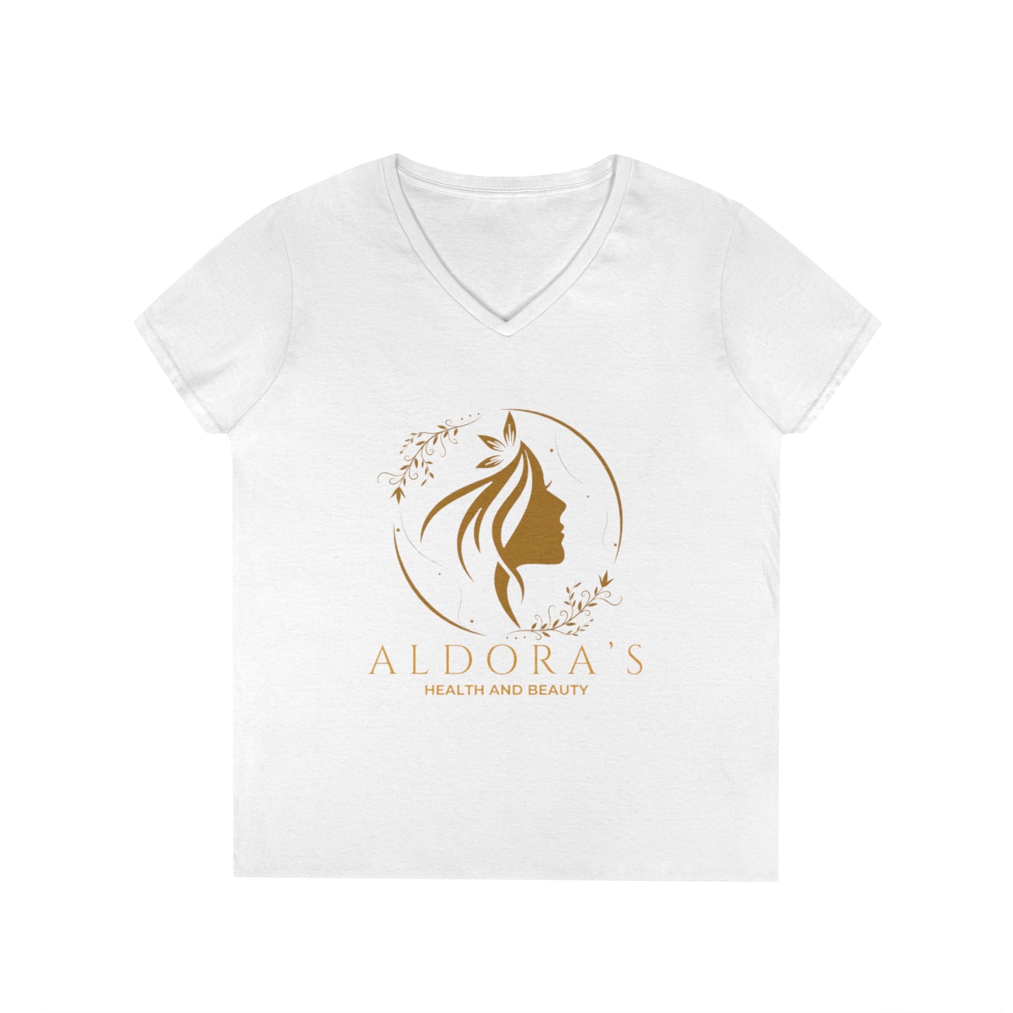 Aldora's Health & Beauty Ladies' V-Neck T-Shirt — Elegant Logo Tee