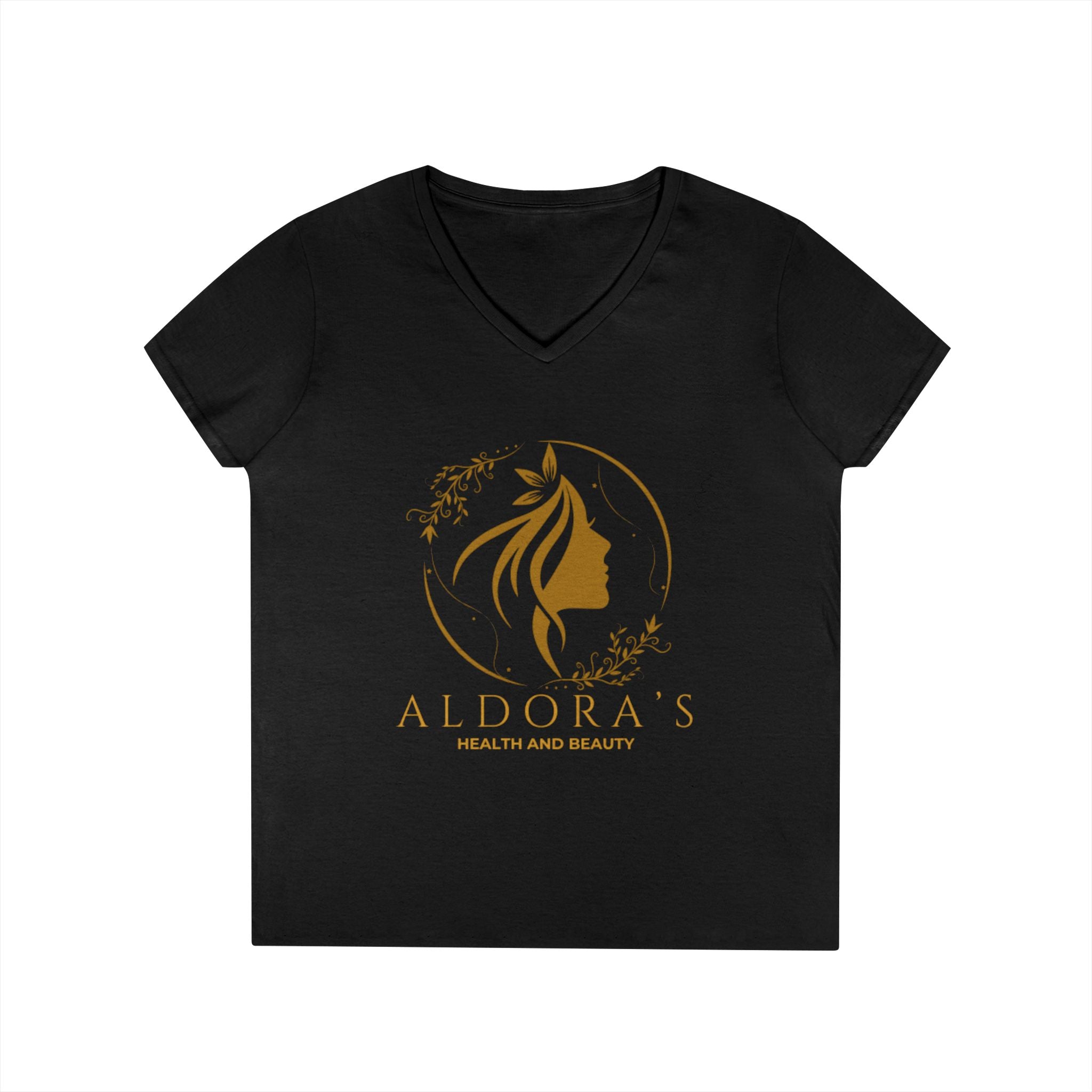 Aldora's Health & Beauty Ladies' V-Neck T-Shirt — Elegant Logo Tee