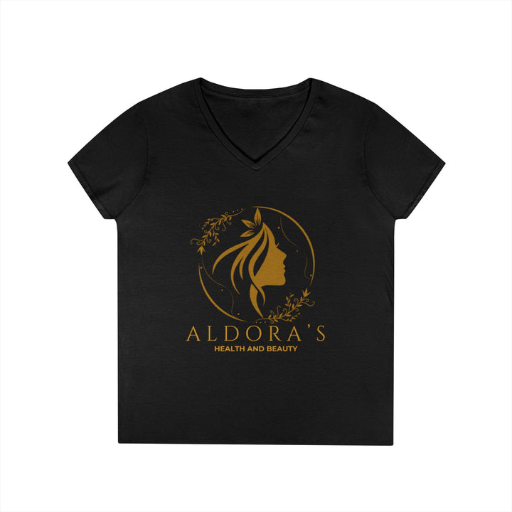 Aldora's Health & Beauty Ladies' V-Neck T-Shirt — Elegant Logo Tee
