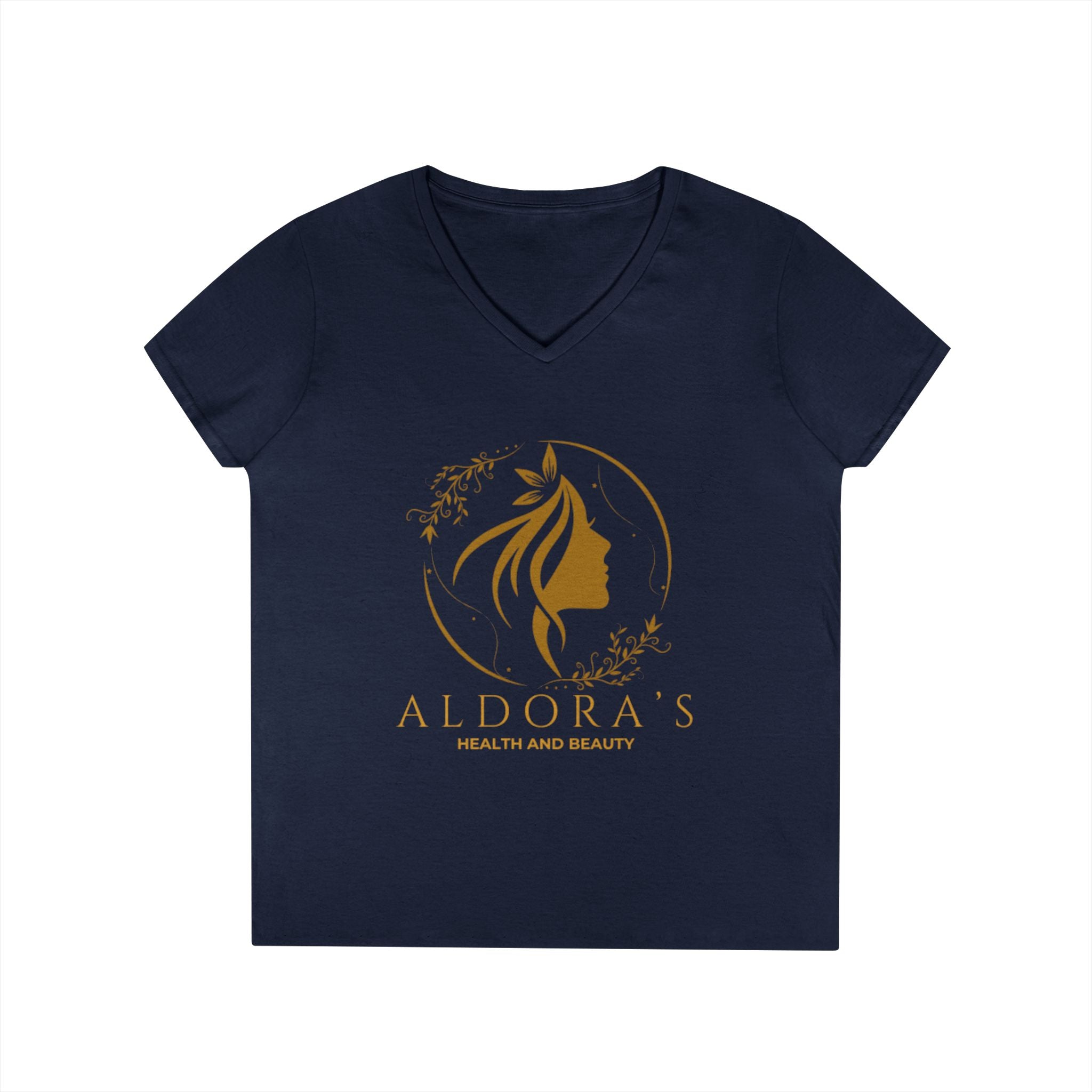 Aldora's Health & Beauty Ladies' V-Neck T-Shirt — Elegant Logo Tee