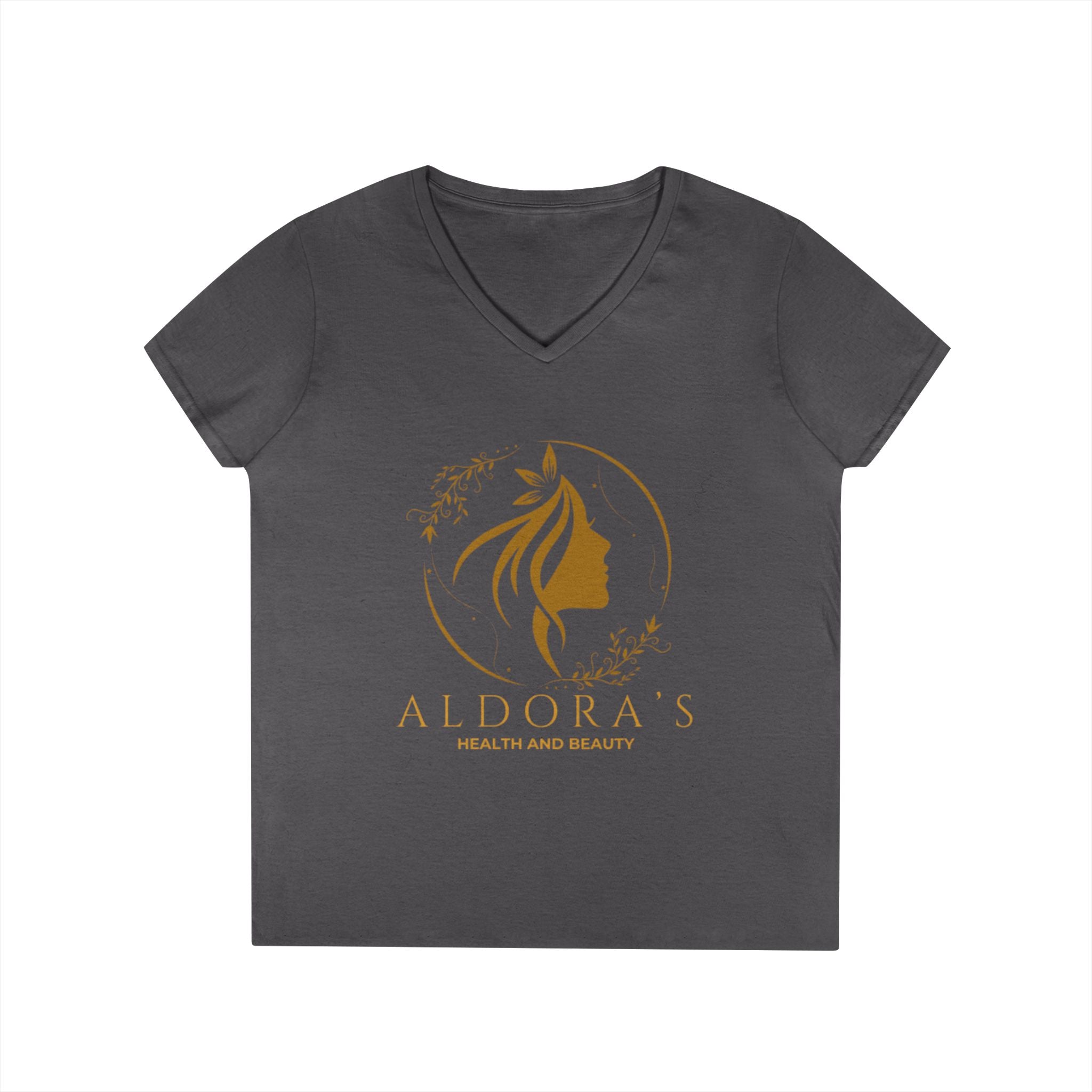 Aldora's Health & Beauty Ladies' V-Neck T-Shirt — Elegant Logo Tee