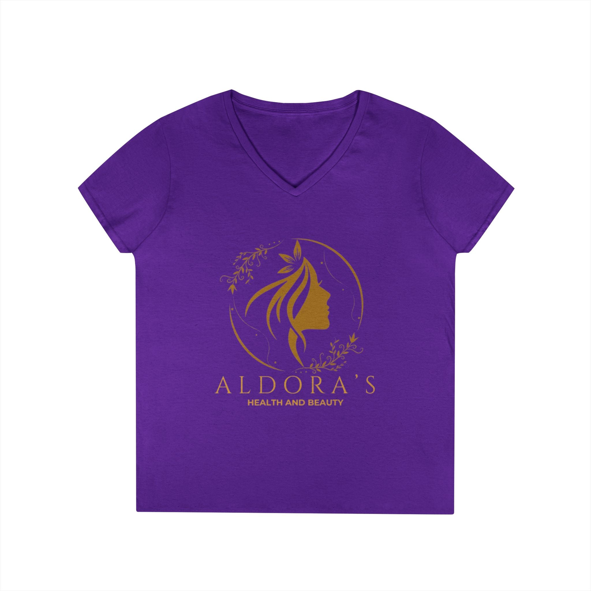 Aldora's Health & Beauty Ladies' V-Neck T-Shirt — Elegant Logo Tee