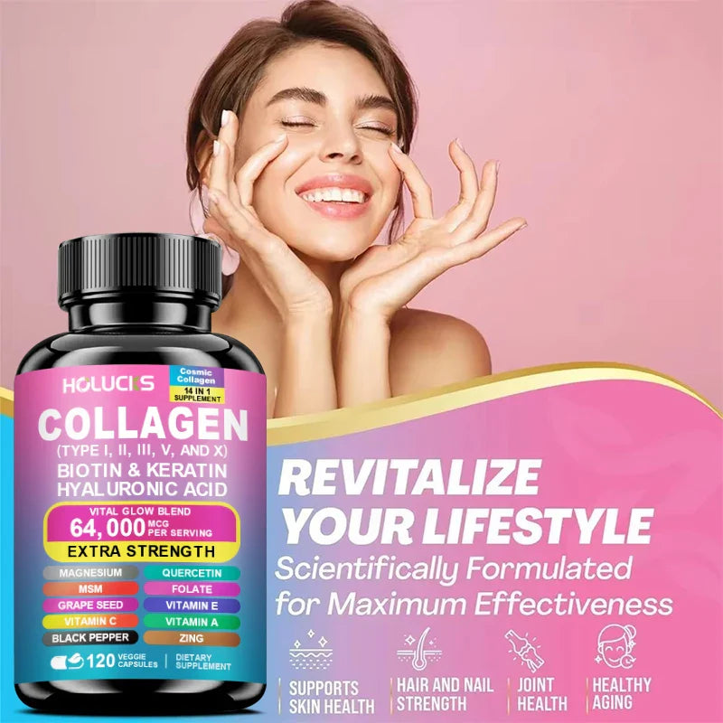 Collagen Capsules – Biotin & Keratin Anti-Aging Support